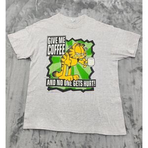 Vintage‎ 1978 Sun Sportswear Garfield Coffee Humor Graphic Tee Jim Davis XL Gray
